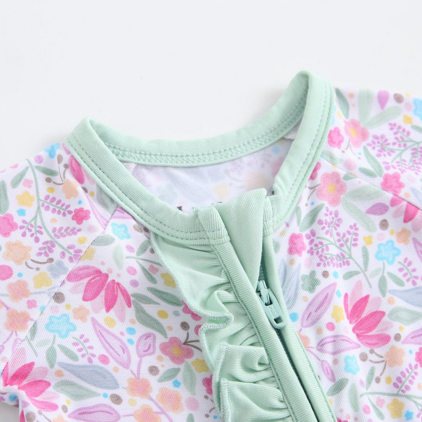 Tiny Blooms Ruffled Bamboo Zippered Baby Romper