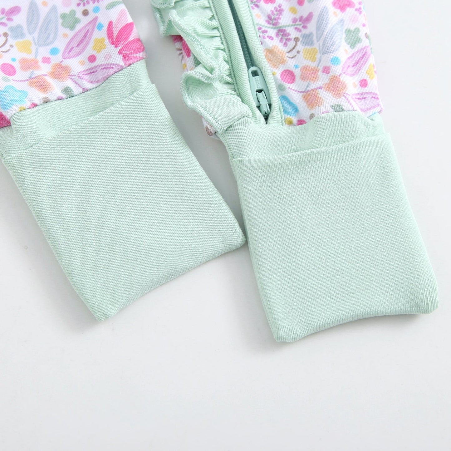 Tiny Blooms Ruffled Bamboo Zippered Baby Romper