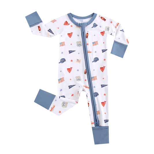Route 66 Bamboo Zippered Baby Romper