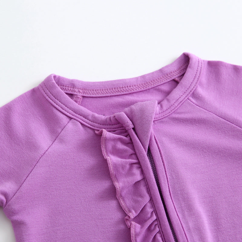 Luxie Lavender Ruffled Zipper Baby Romper
