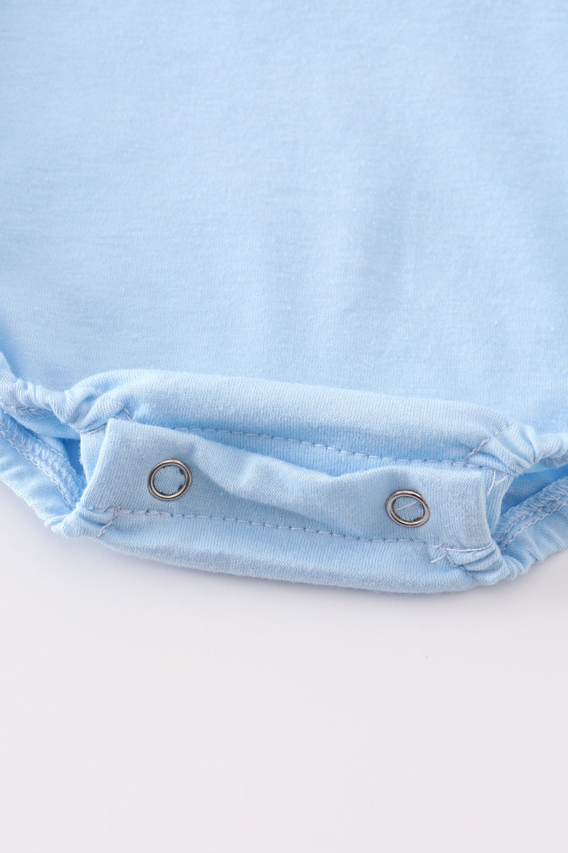 Blue Tractor Embroidery Baby Boy Bubble