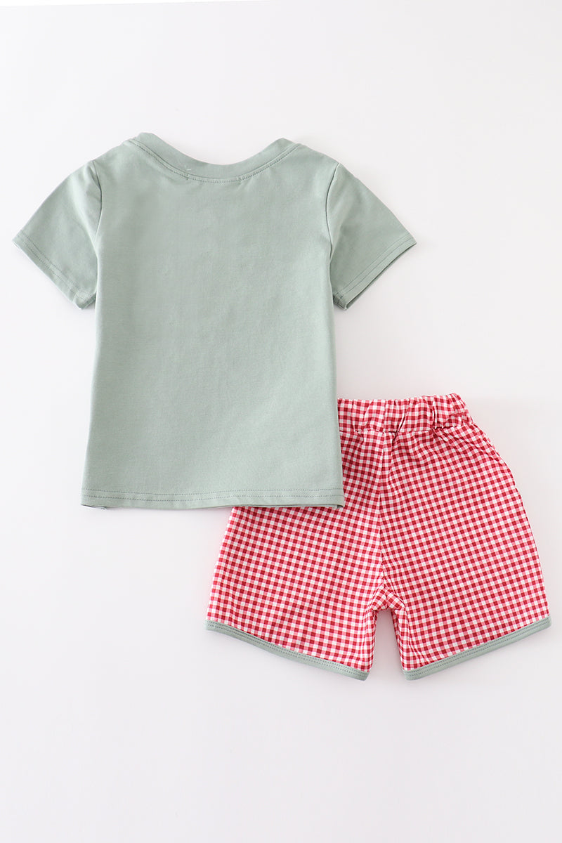 Boys Green Farm French Knot Shorts Set