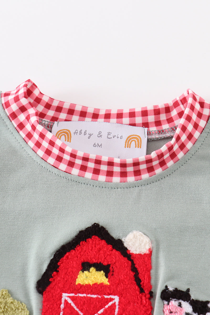Baby Boys Green Farm French Knot Romper