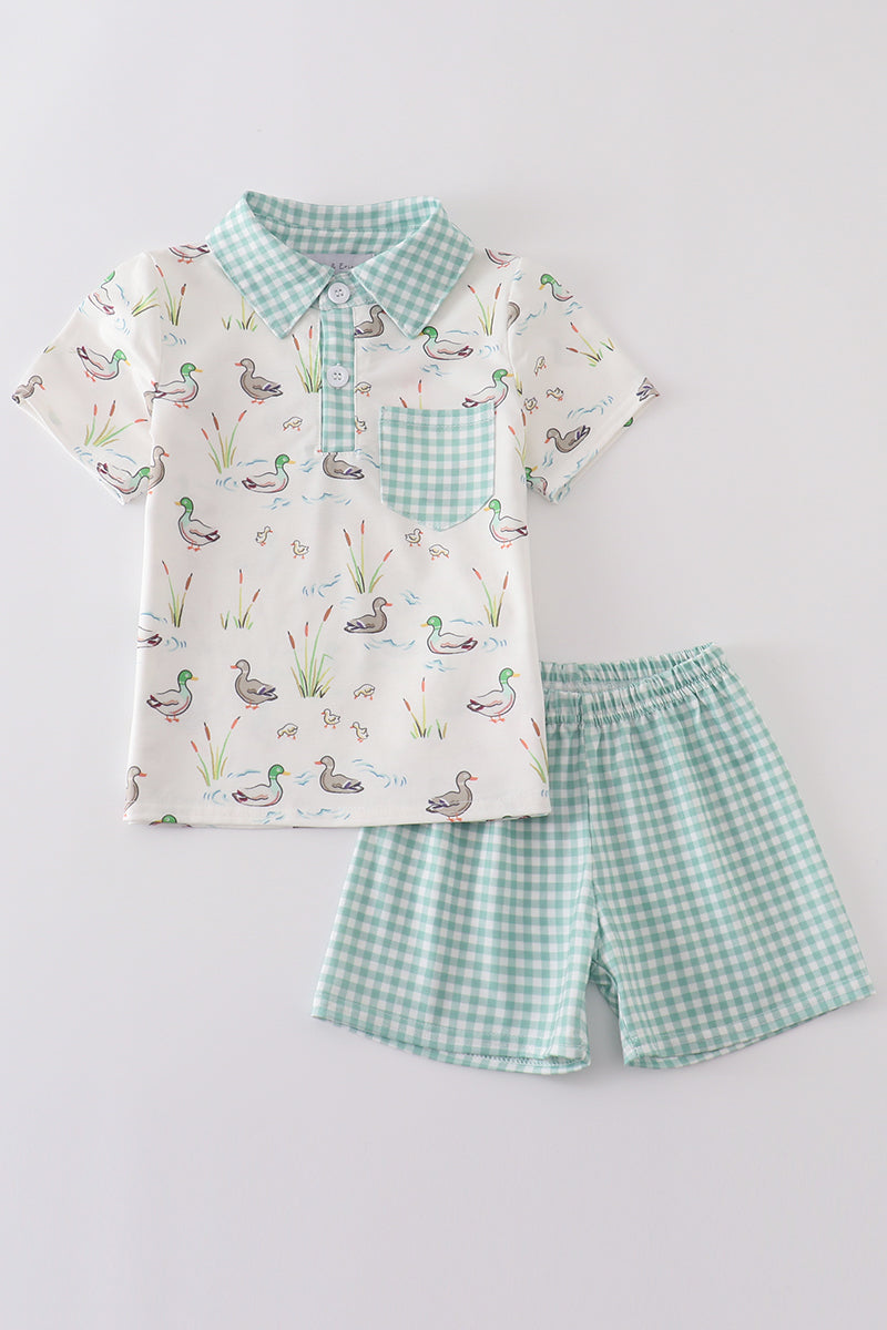 Boys Sage Mallard Duck Shorts Set