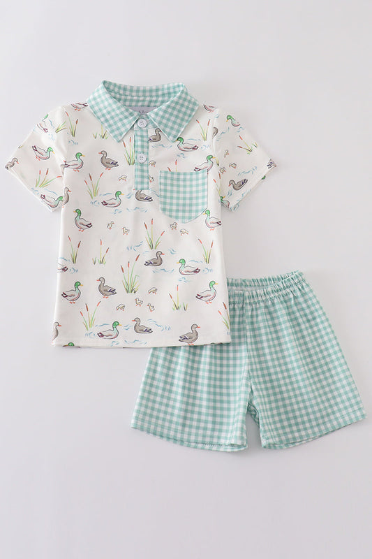 Boys Sage Mallard Duck Shorts Set