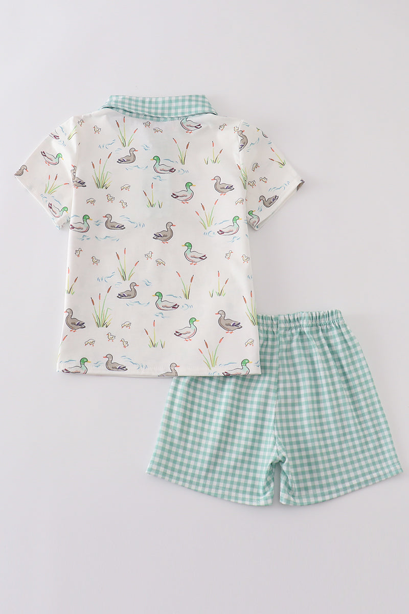Boys Sage Mallard Duck Shorts Set