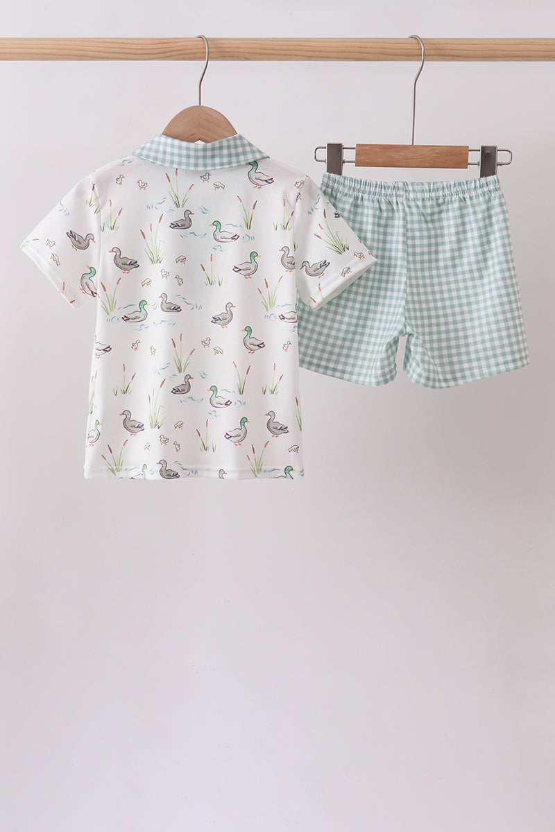 Boys Sage Mallard Duck Shorts Set