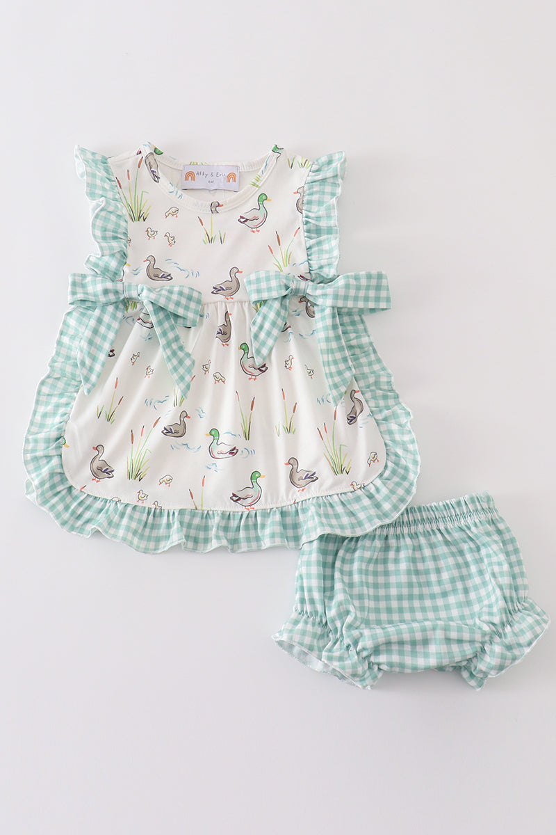 Baby Girls Sage Mallard Duck Bloomer Set