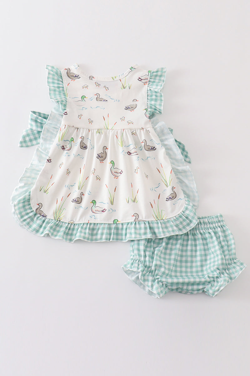 Baby Girls Sage Mallard Duck Bloomer Set