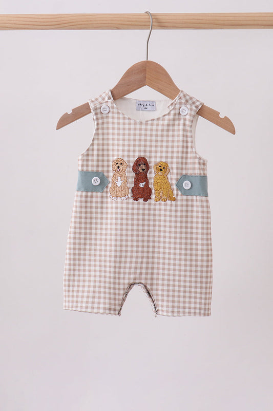 Puppy Embroidery on Gingham Jonjon