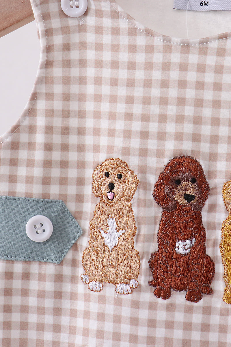 Puppy Embroidery on Gingham Jonjon