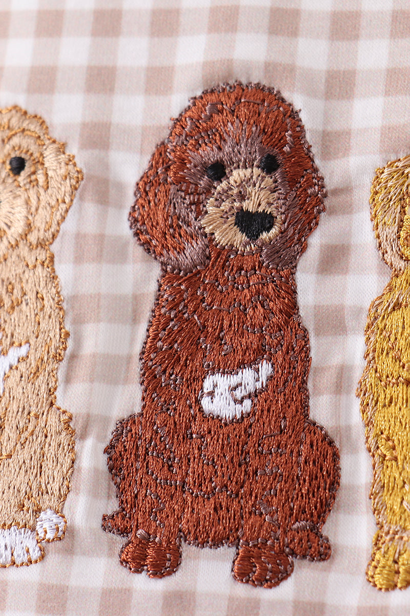 Puppy Embroidery on Gingham Jonjon