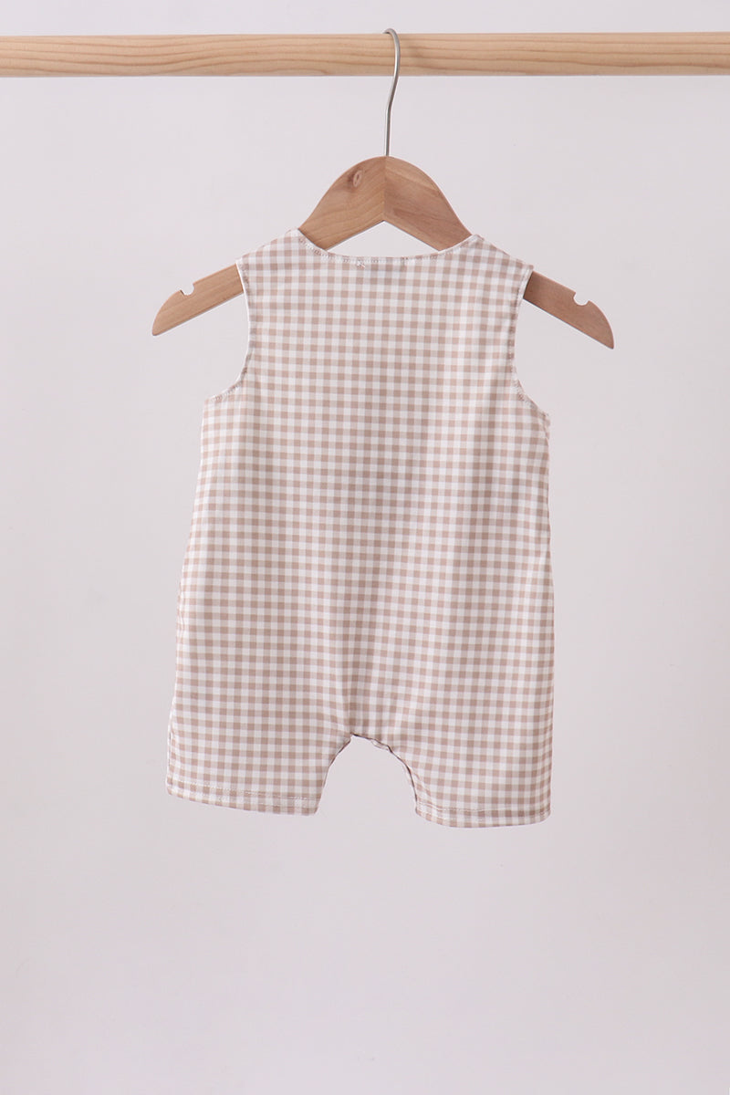 Puppy Embroidery on Gingham Jonjon