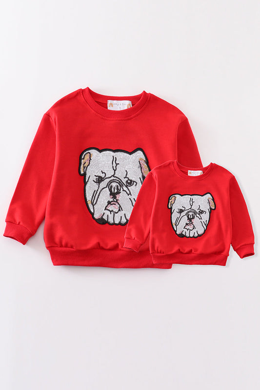 Red Georgia Bulldog Sequin Sweatshirt: Mom & Me