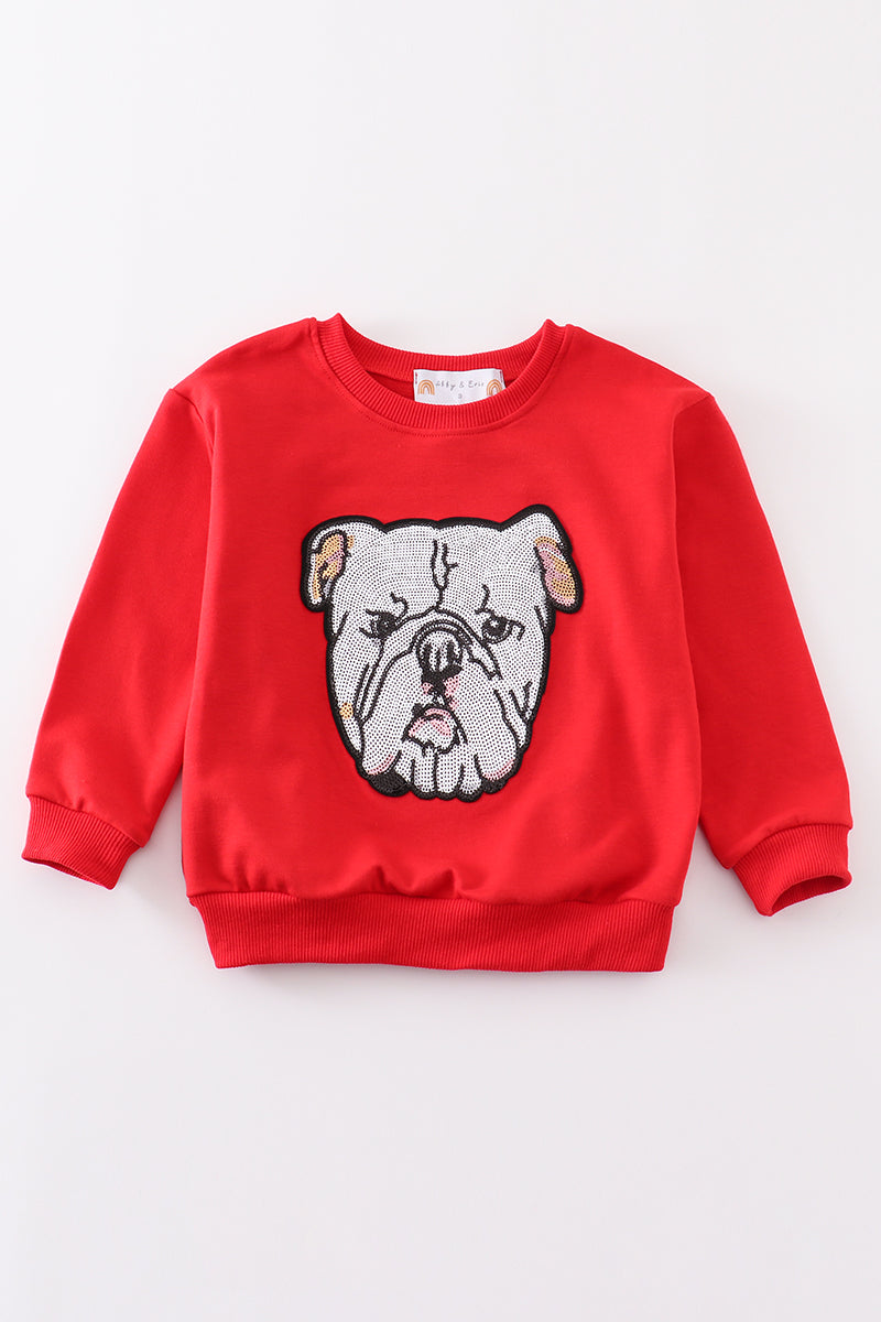 Red Georgia Bulldog Sequin Sweatshirt: Mom & Me
