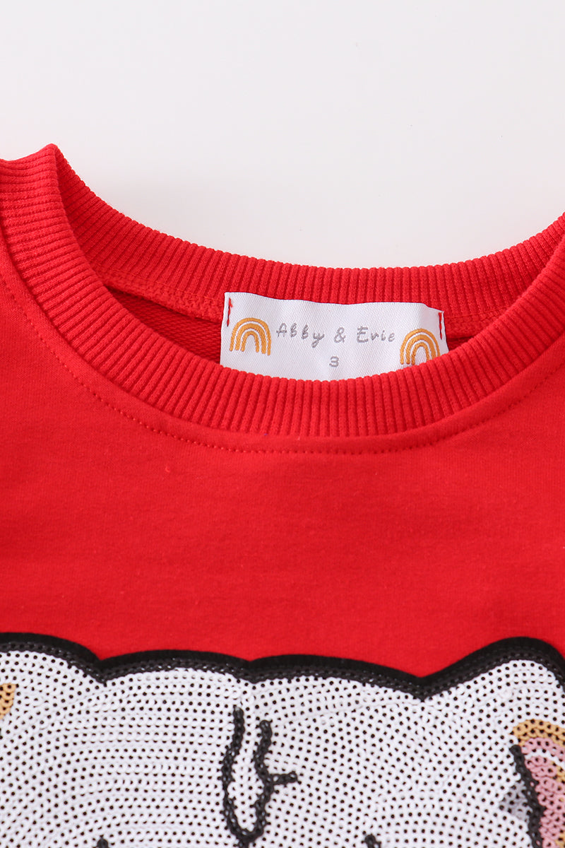 Red Georgia Bulldog Sequin Sweatshirt: Mom & Me