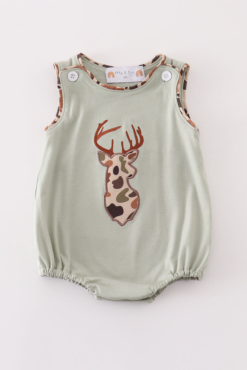 Sage Camouflage Deer Applique Bubble
