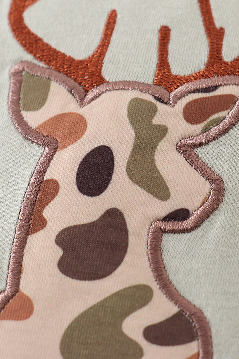 Sage Camouflage Deer Applique Bubble