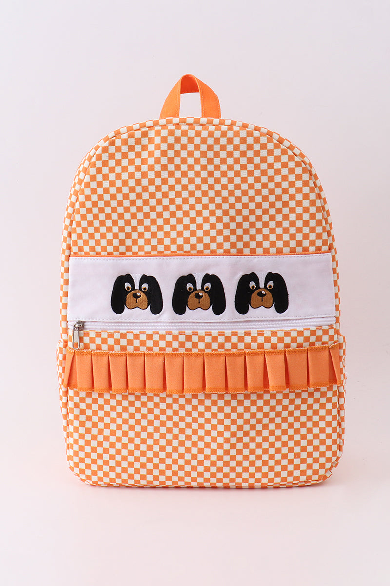 Orange Tennessee Embroidered Checkered Ruffle Backpack