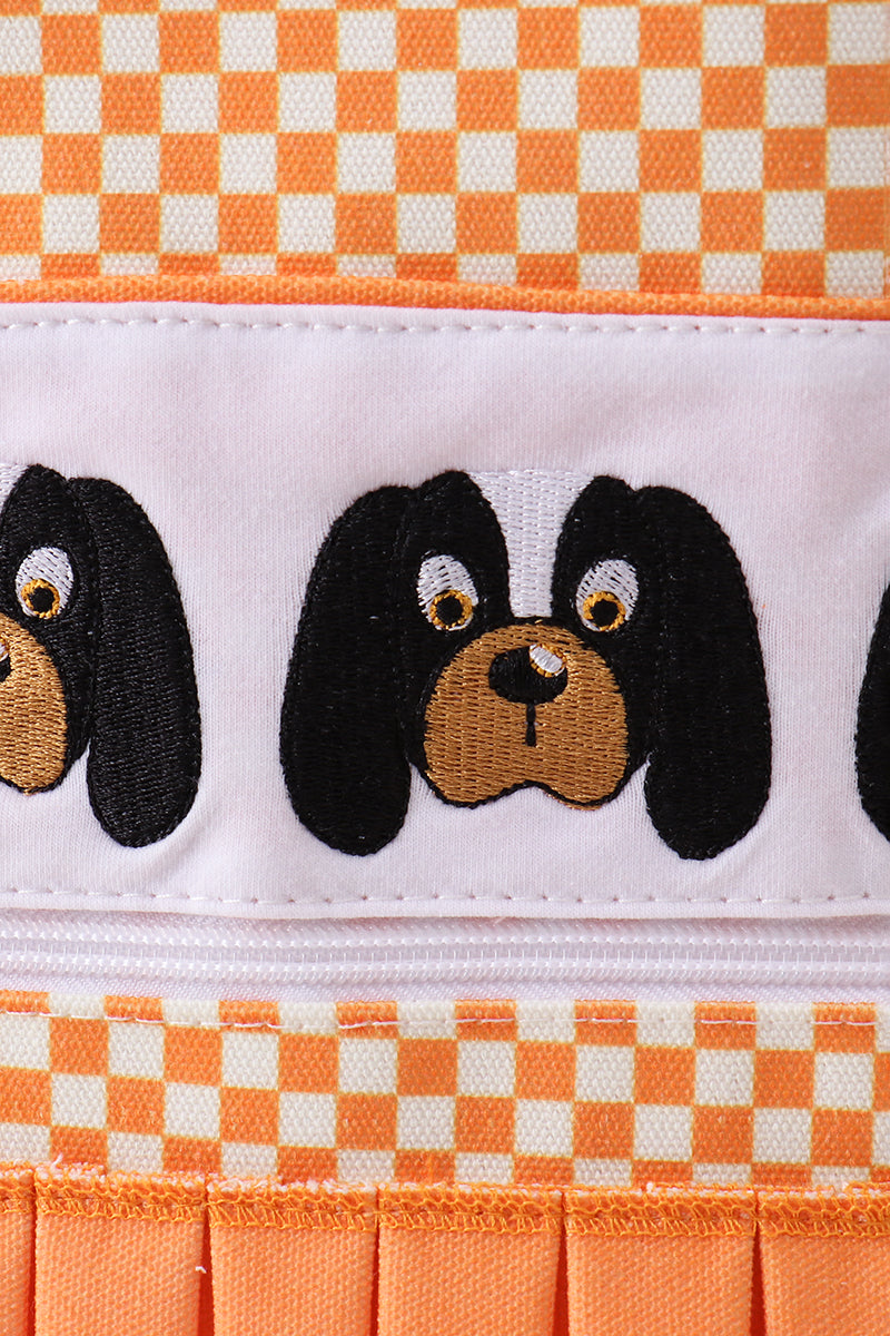 Orange Tennessee Embroidered Checkered Ruffle Backpack
