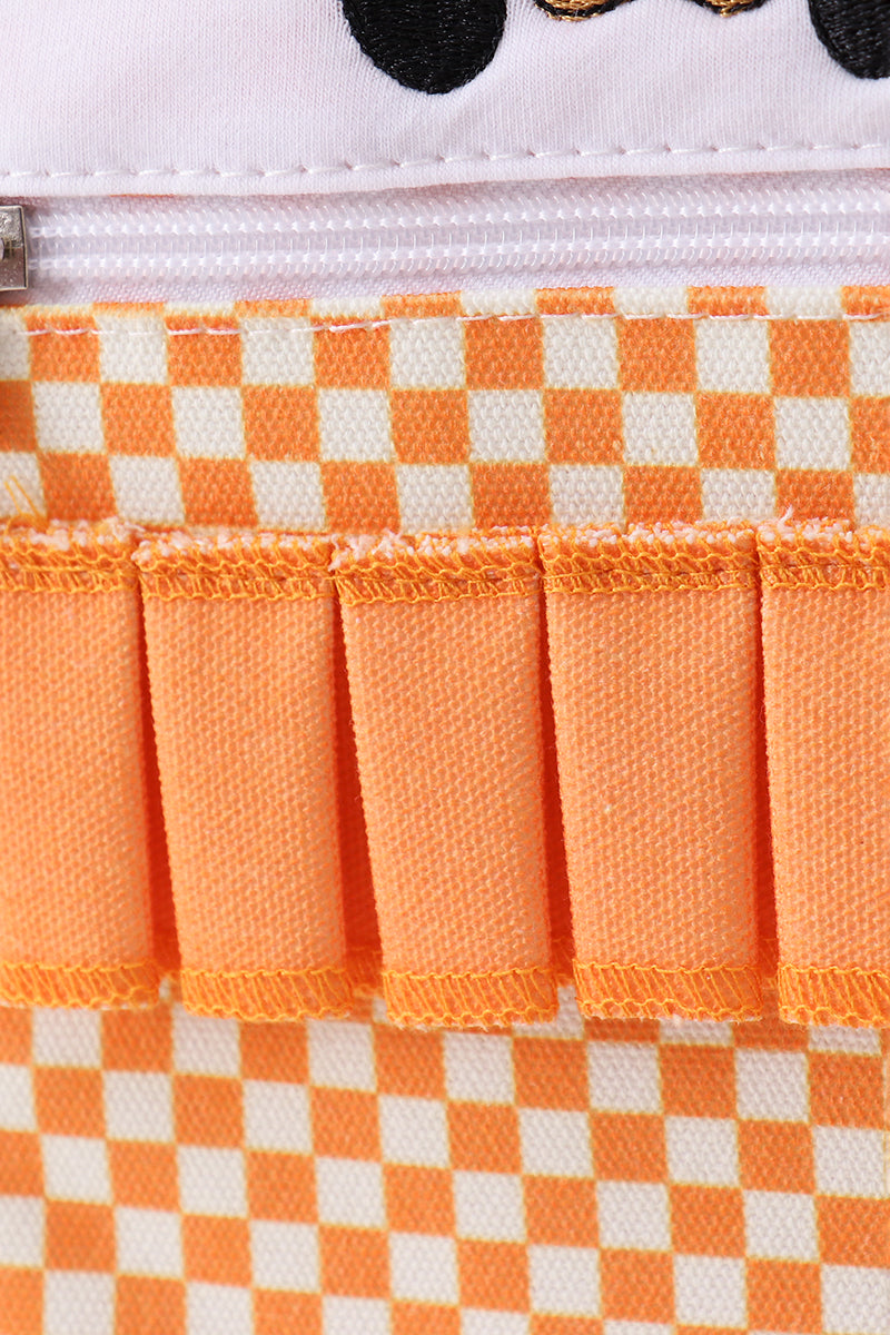 Orange Tennessee Embroidered Checkered Ruffle Backpack
