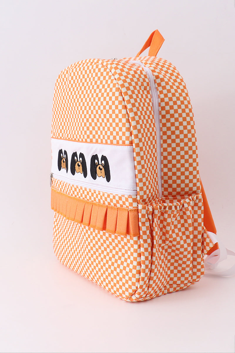 Orange Tennessee Embroidered Checkered Ruffle Backpack