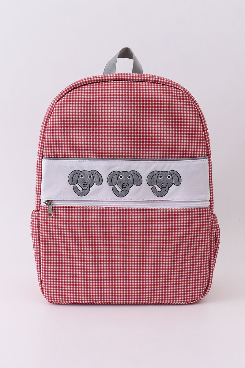 Red Alabama Embroidery Gingham Backpack