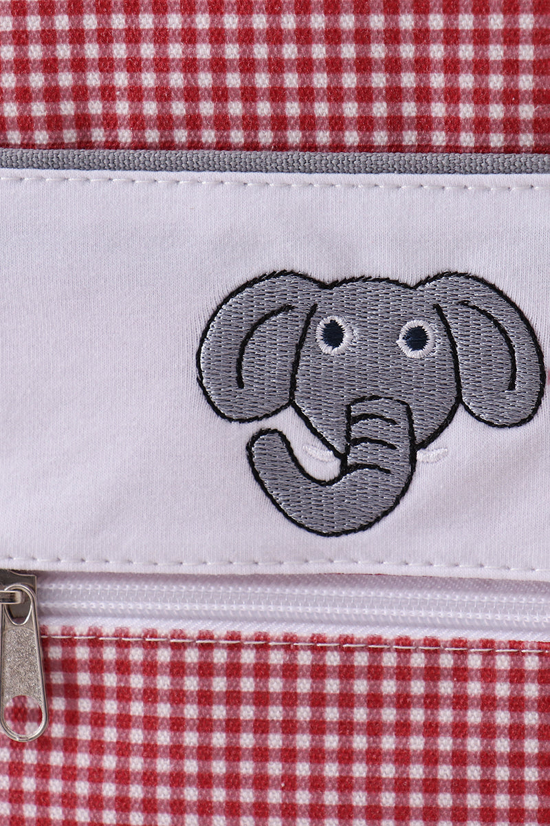 Red Alabama Embroidery Gingham Backpack
