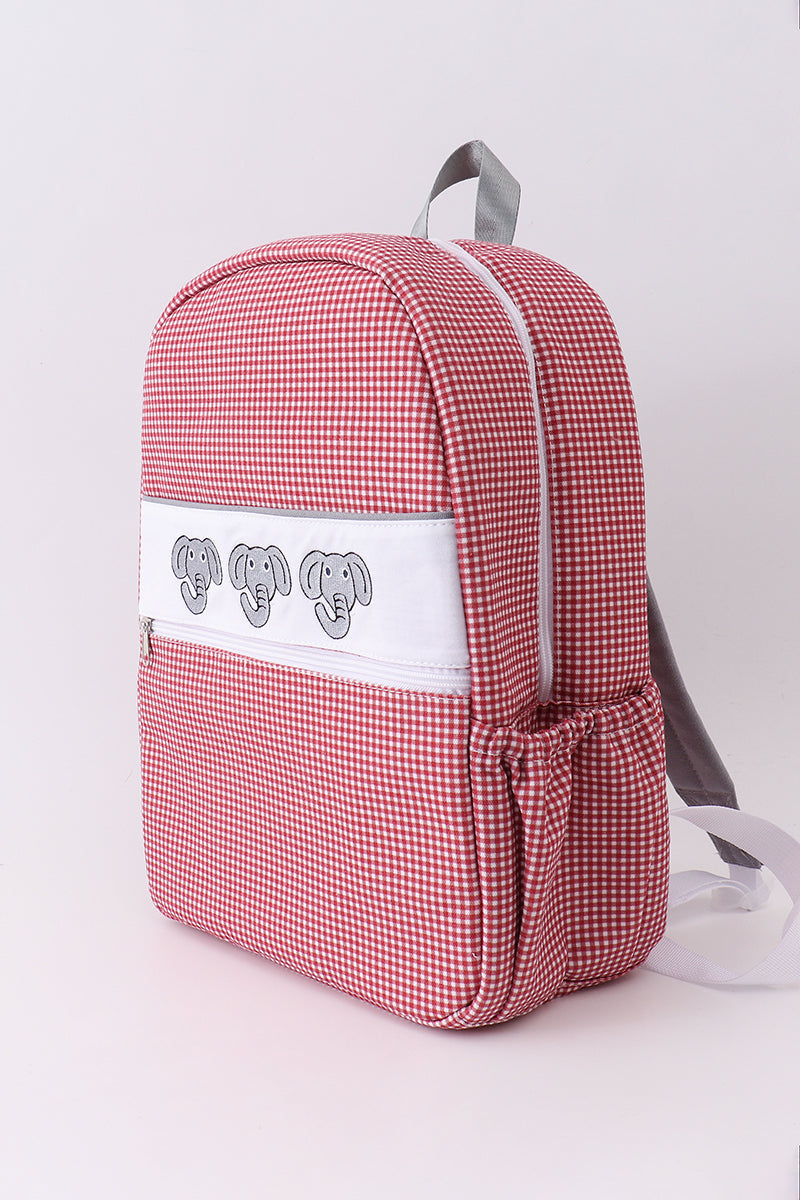 Red Alabama Embroidery Gingham Backpack