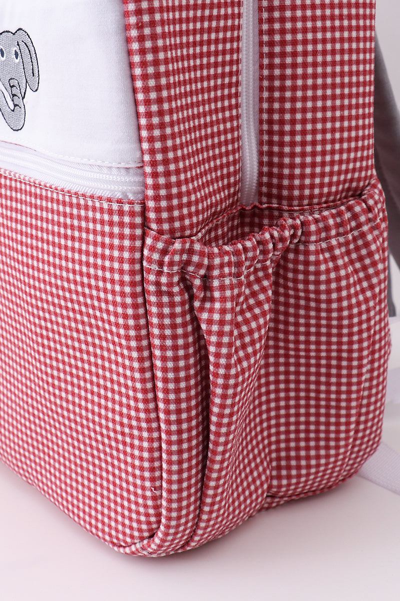 Red Alabama Embroidery Gingham Backpack