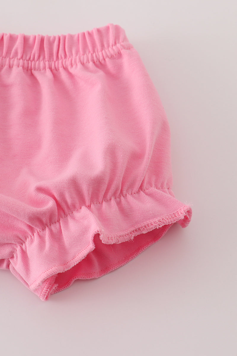 Girls Pink Turtle Floral Ruffle Bloomer Set
