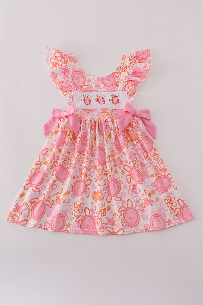 Girls Turtle Pink Floral Dress