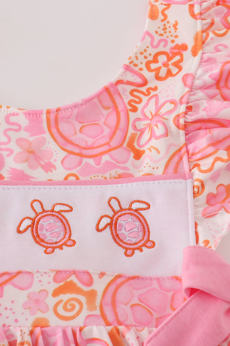 Girls Turtle Pink Floral Dress