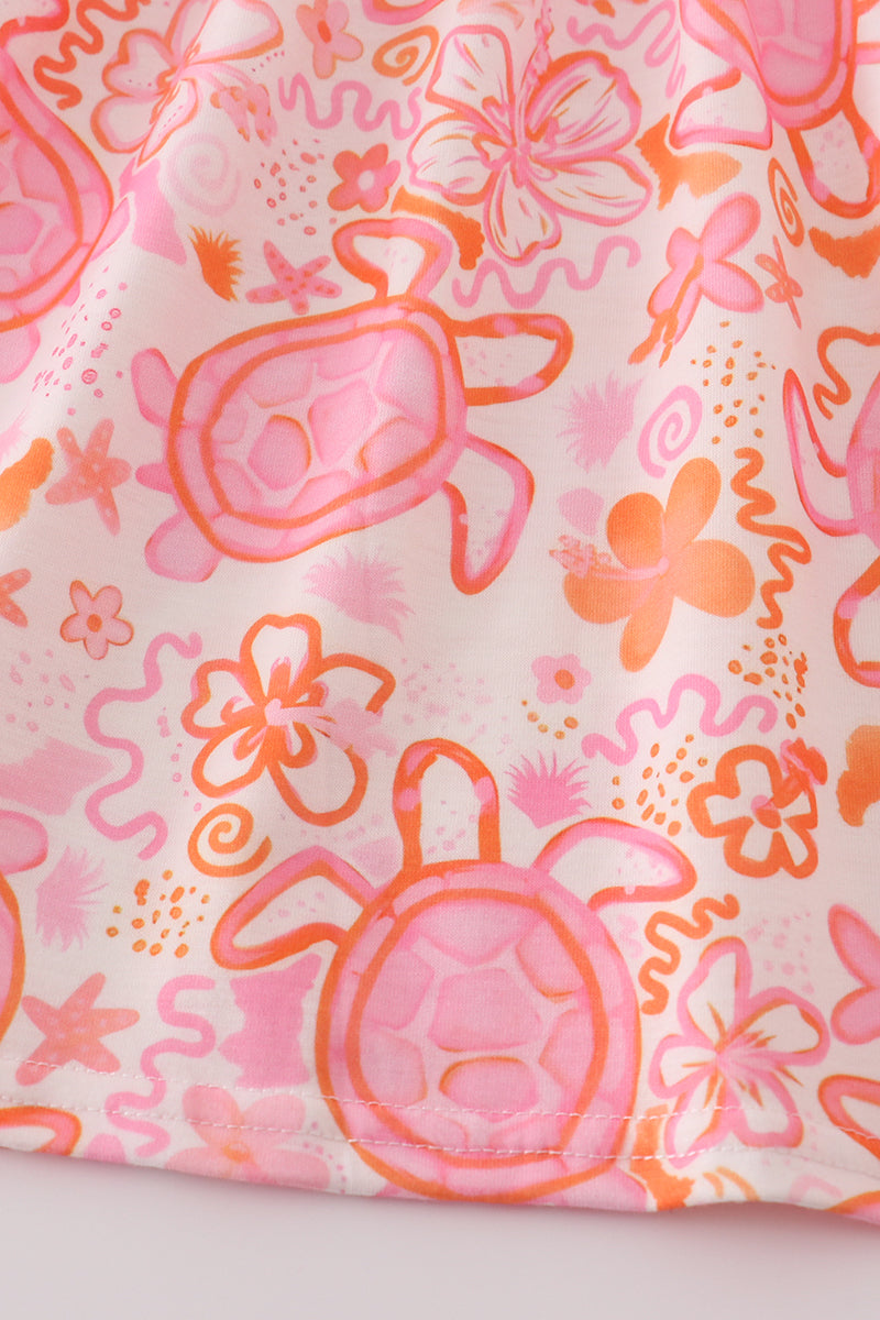 Girls Turtle Pink Floral Dress