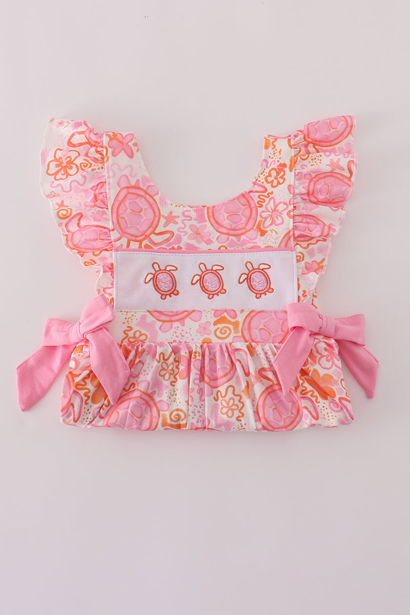Girls Turtle Pink Floral Dress