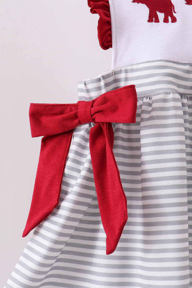 Alabama Embroidery Stripe Ruffle Pants Set