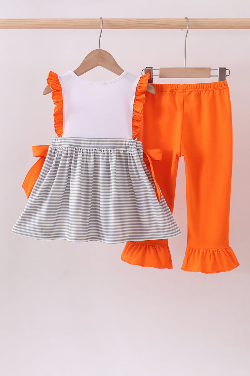 Tennessee Embroidery Stripe Ruffle Pants Set