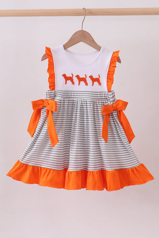 Tennessee Embroidery Stripe Ruffle Dress
