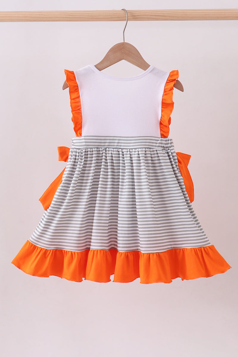 Tennessee Embroidery Stripe Ruffle Dress