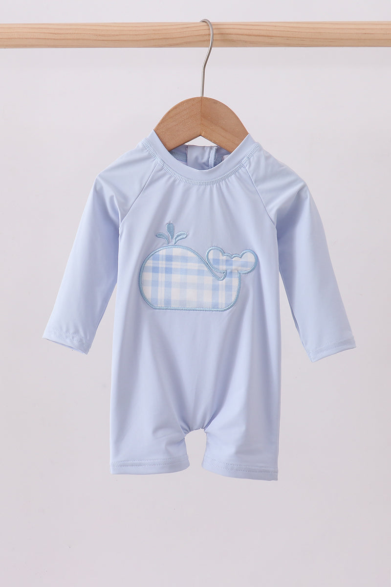 Baby Boys Blue Whale Applique One-Piece Swimsuit