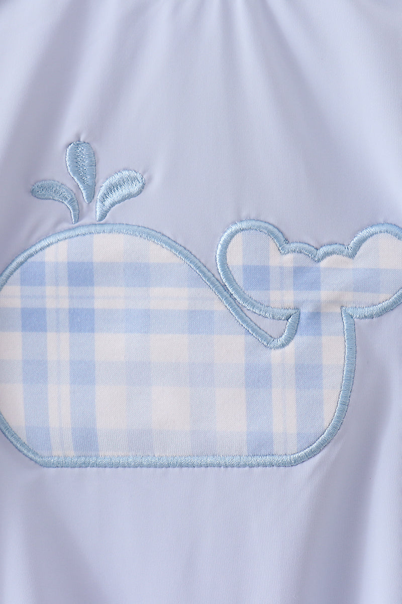 Baby Boys Blue Whale Applique One-Piece Swimsuit