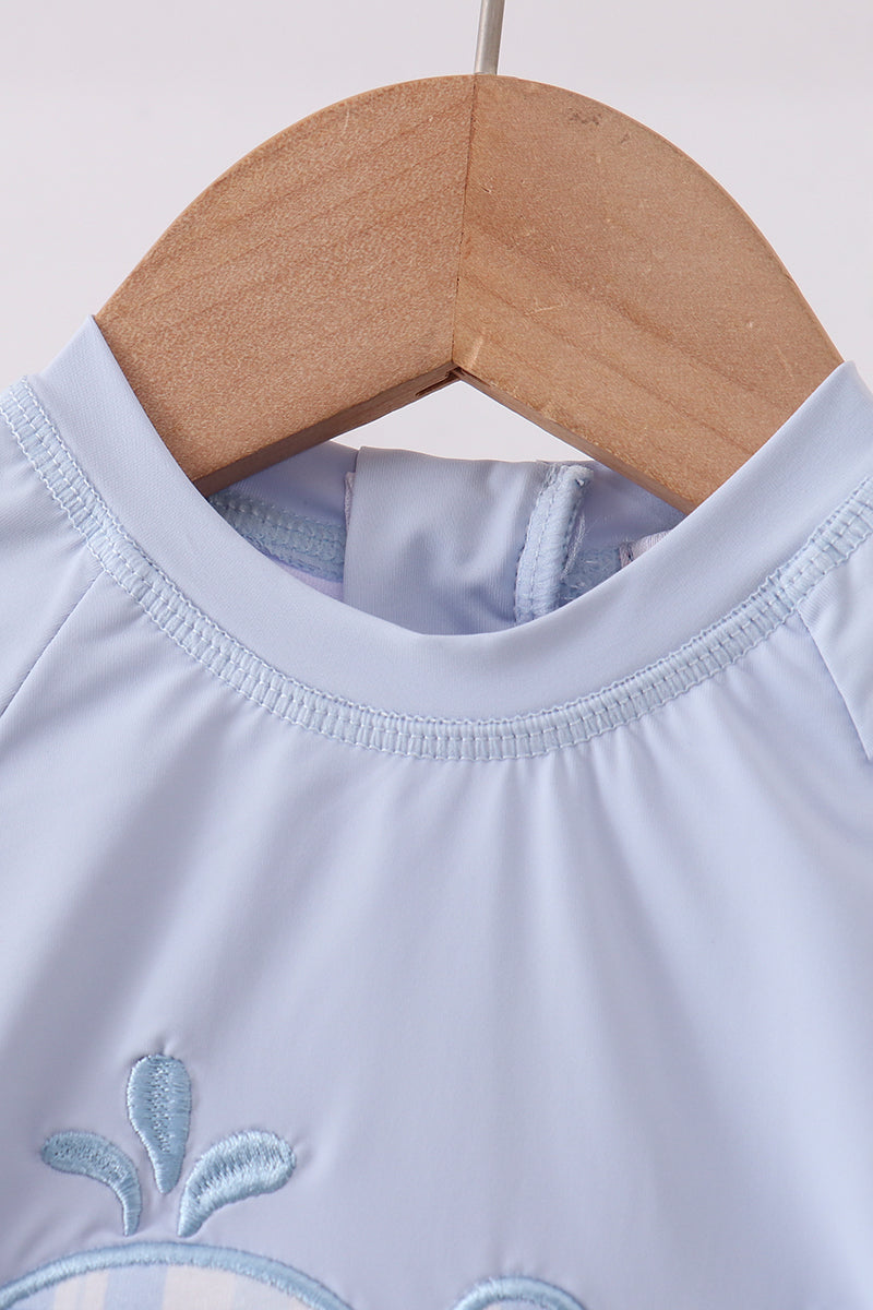 Baby Boys Blue Whale Applique One-Piece Swimsuit