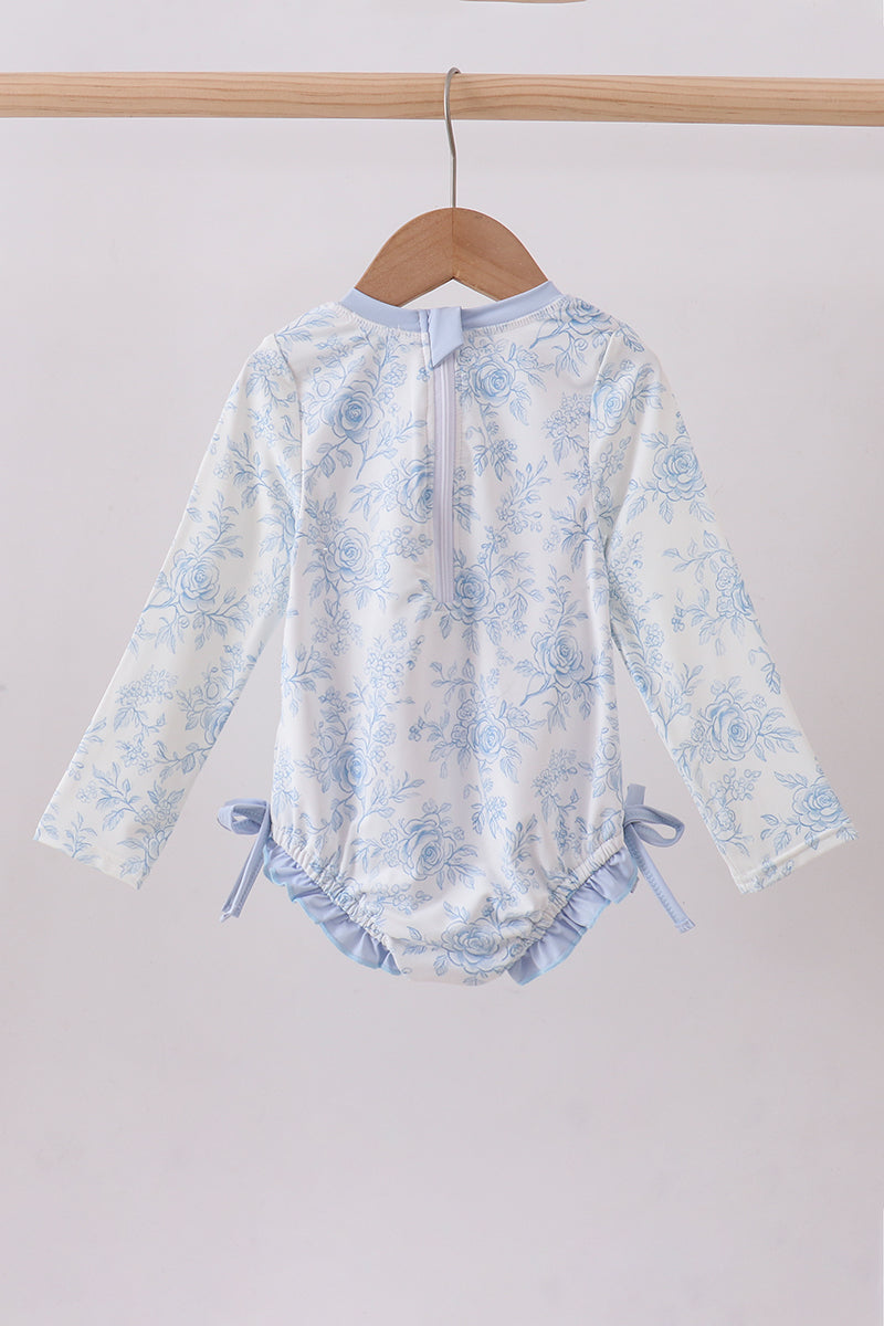 Girls Blue Whale Applique  Rashguard