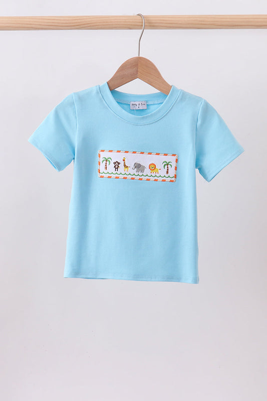 Blue Animal Embroidery Top