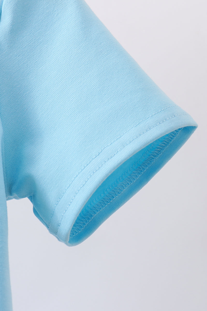 Blue Animal Embroidery Top
