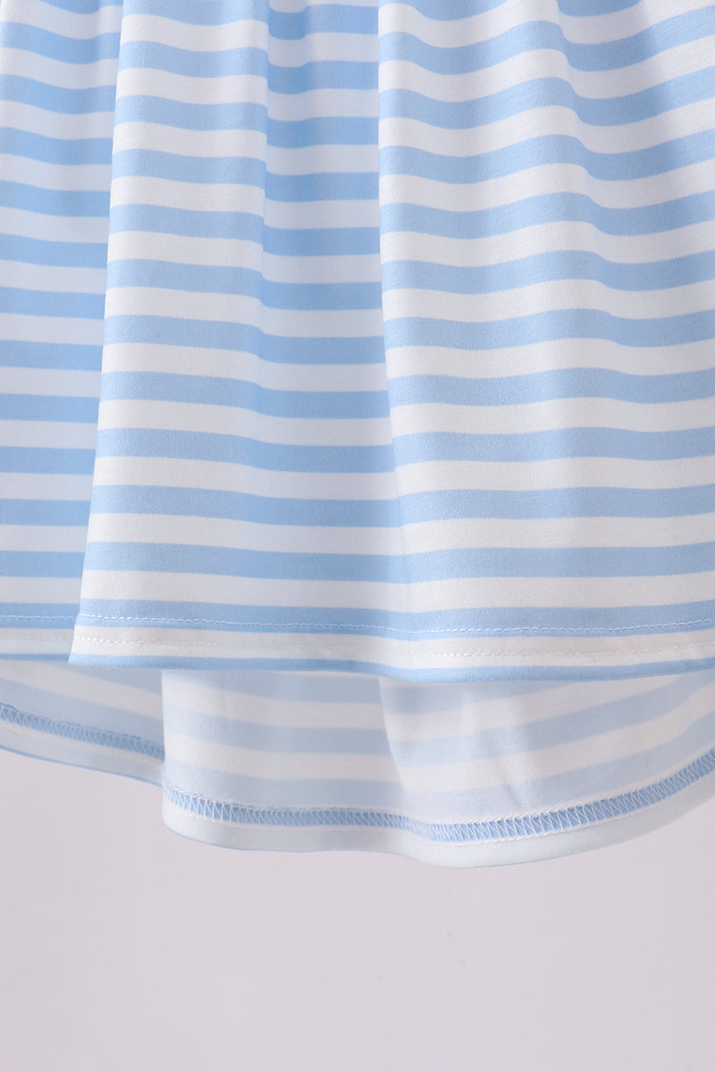 Girls Red flag smocked stripe ruffle shorts set