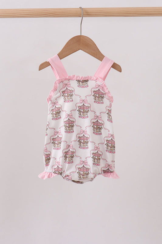 Pink Carousel Print Ruffle Bubble