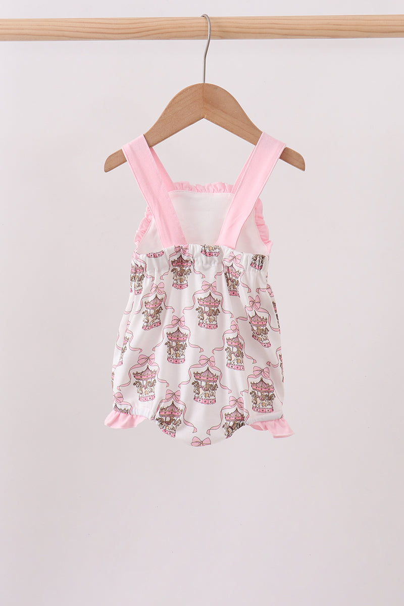 Pink Carousel Print Ruffle Bubble