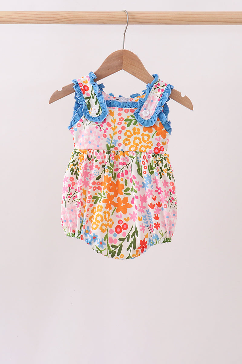 Summer Floral Print Ruffle Bubble