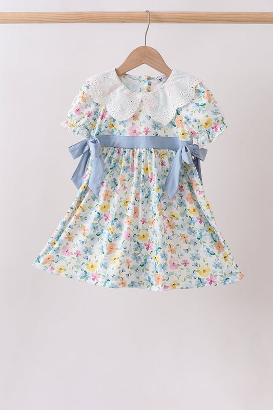 Baby & Girls Blue Floral Lace Dress